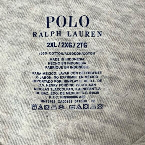 Polo Ralph Lauren T-Shirt Mens 2XL Grey Cotton Short Sleeve Pony Basic Casual - Picture 4 of 9